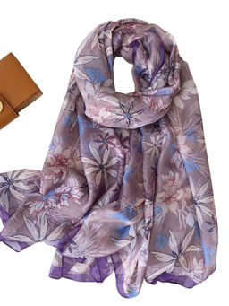 CrossKulture - Women Chiffon Printed Purple Scarf