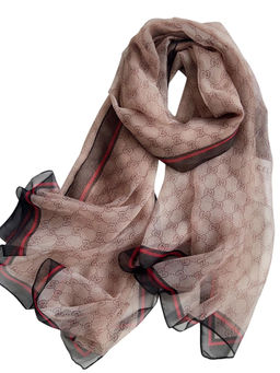 CrossKulture - Women Chiffon Printed Brown Scarf