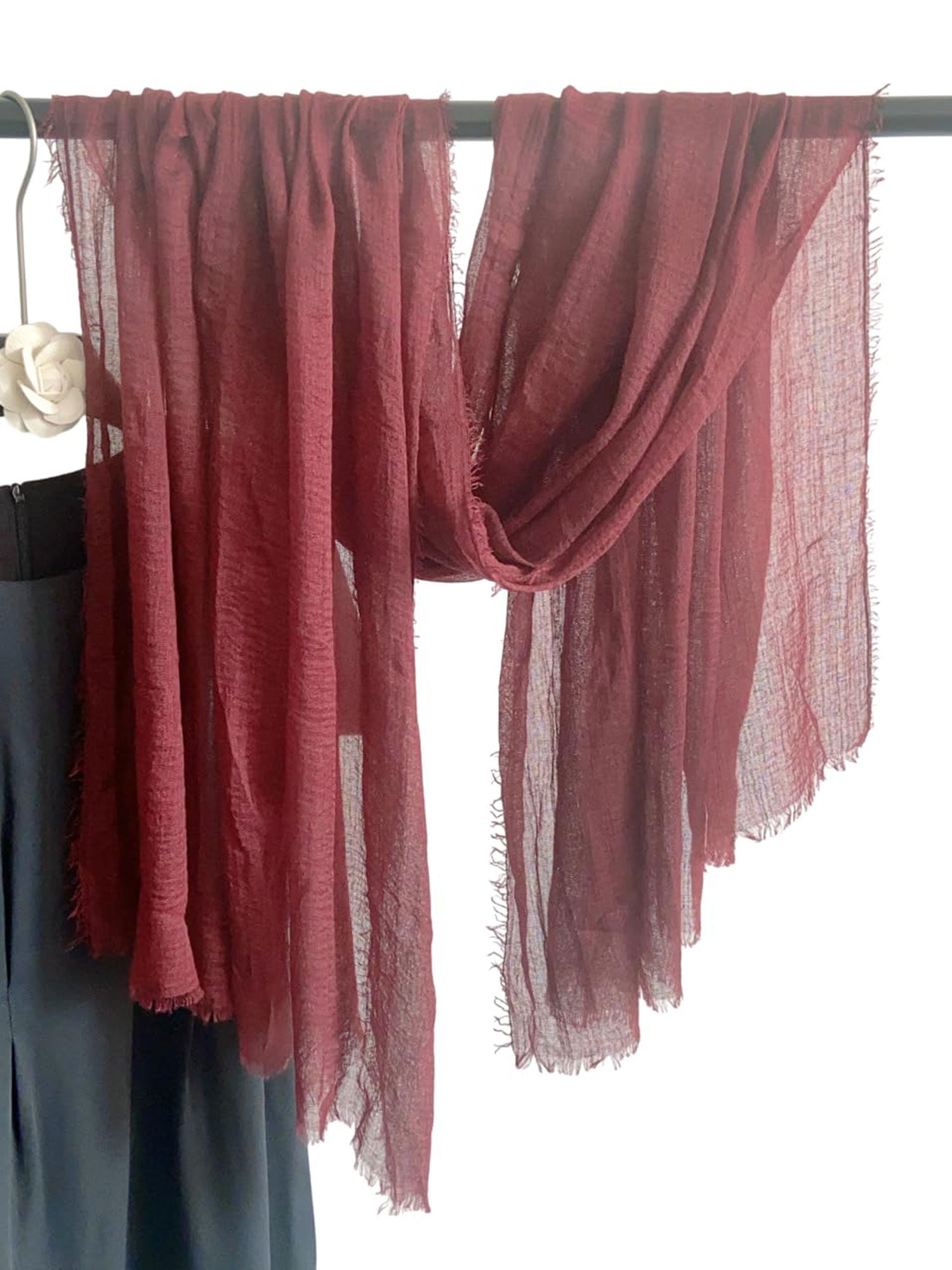 crosskulture Crinkled Polycotton Maroon Scarf-picture-36