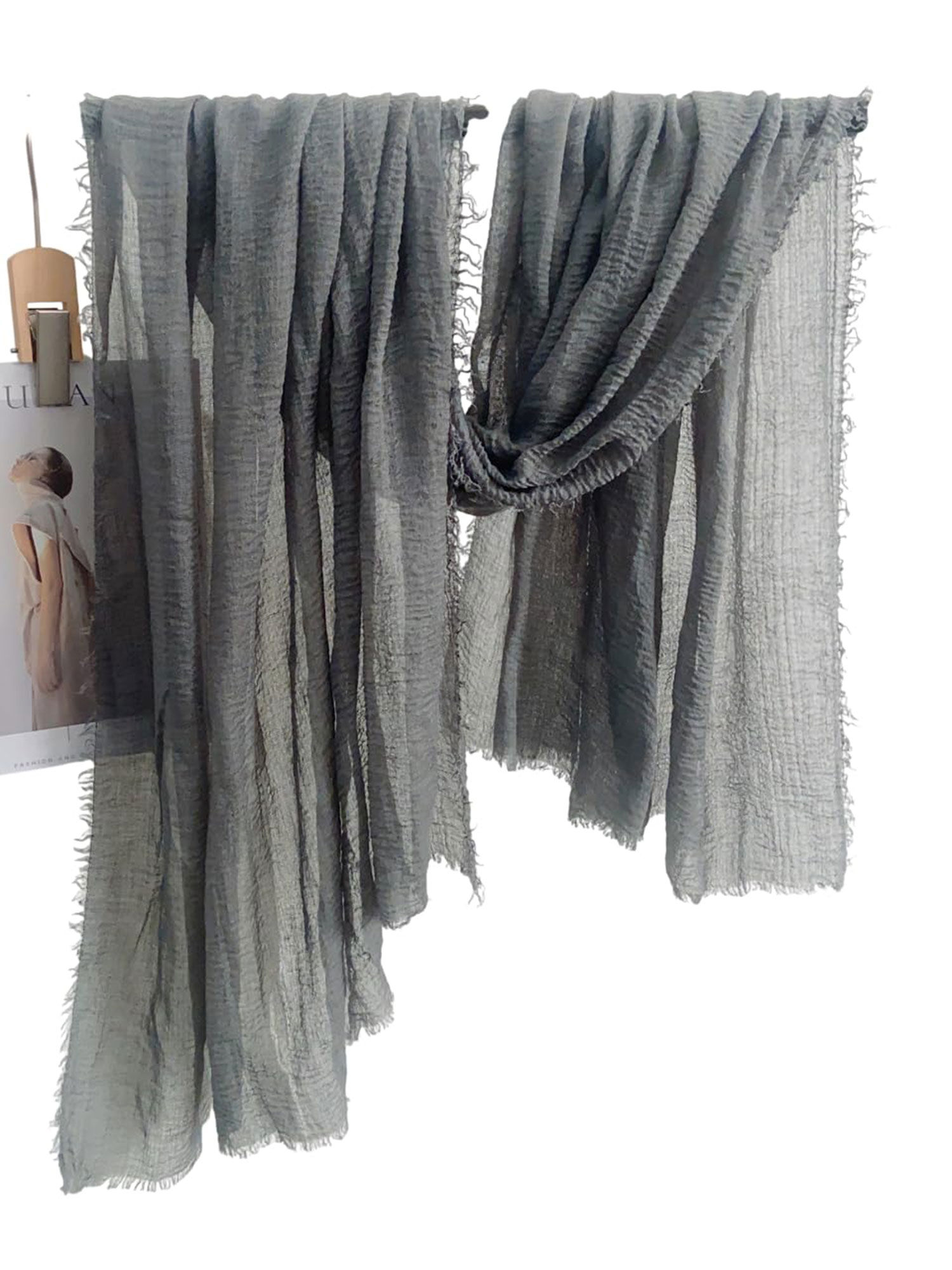 crosskulture Crinkled Polycotton Grey Scarf-picture-32