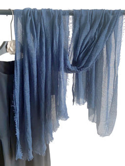 CrossKulture - Crinkled Polycotton Navy Blue Scarf