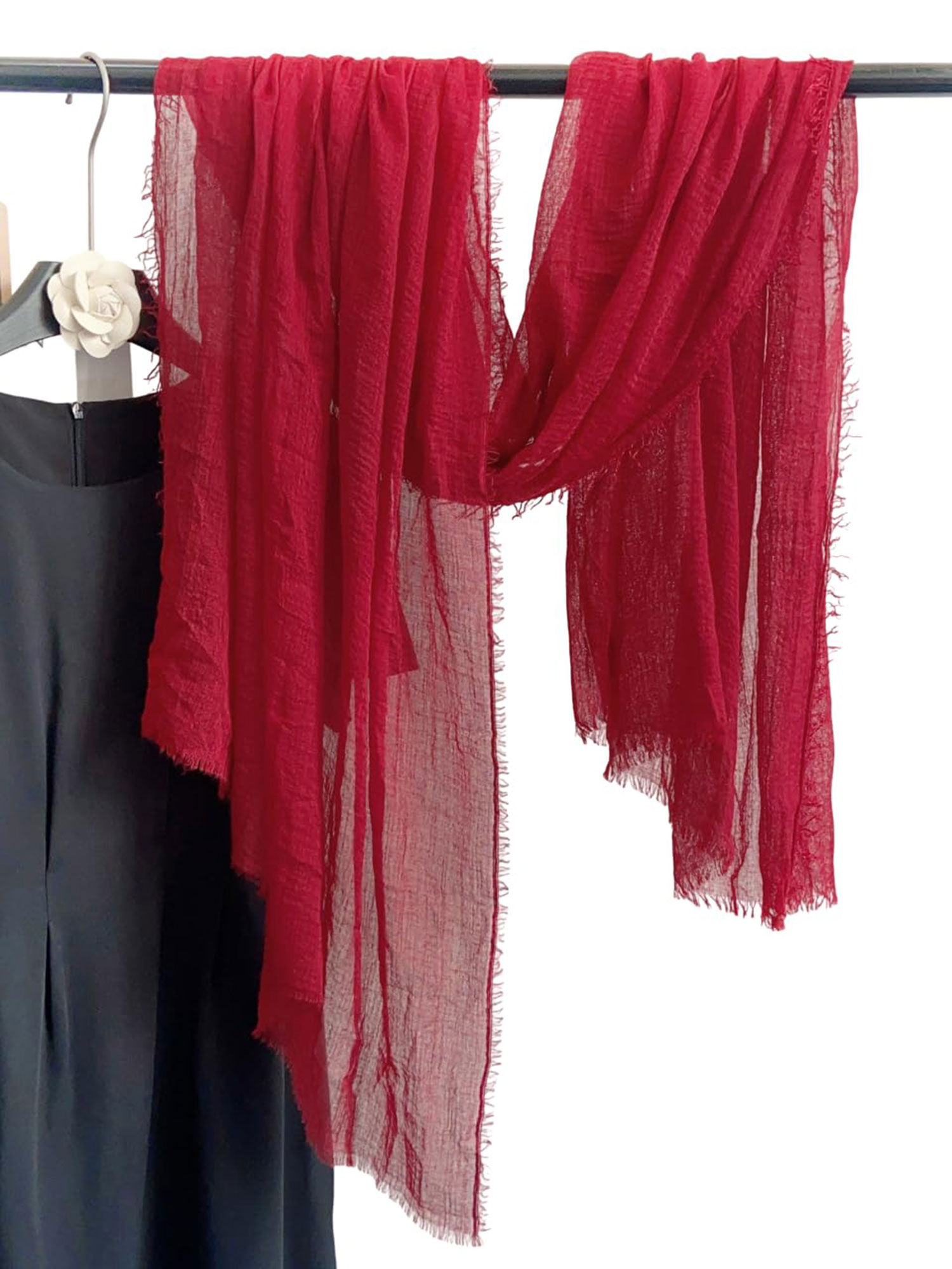 crosskulture Crinkled Polycotton Red Scarf-picture-24