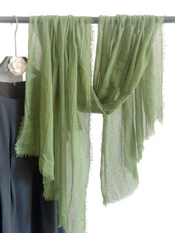 CrossKulture - Crinkled Polycotton Green Scarf