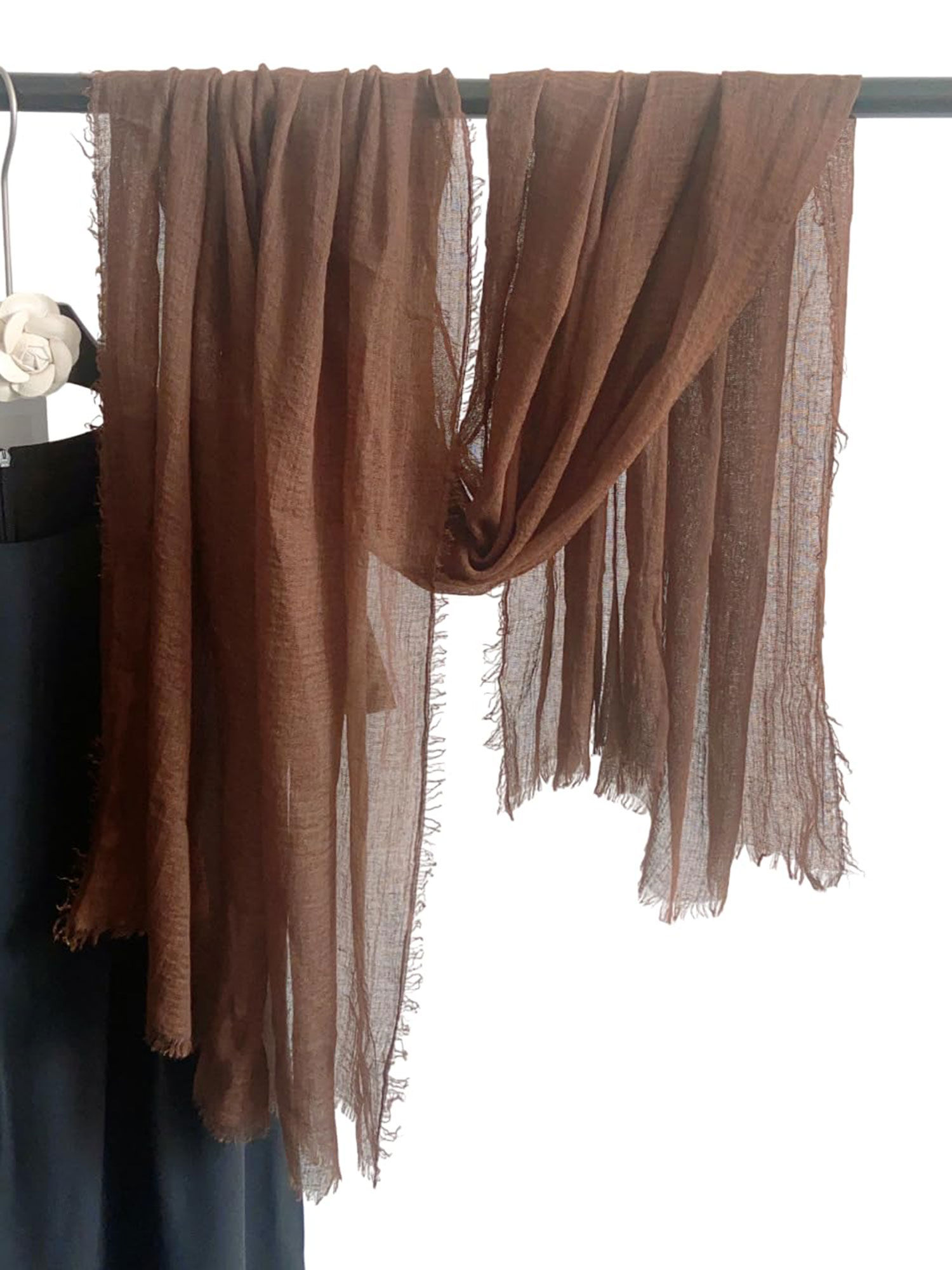 crosskulture Crinkled Polycotton Brown Scarf-picture-22