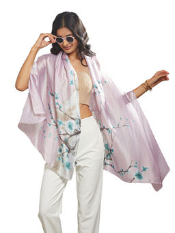 CrossKulture - Women Lavender Printed Satin Scarf