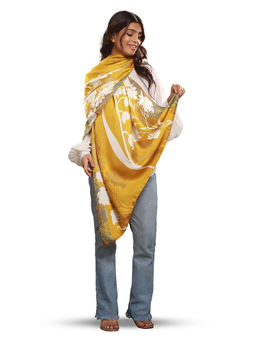 CrossKulture - Women Mustard Printed Satin Scarf
