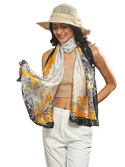 CrossKulture - Women Yellow Printed Satin Scarf