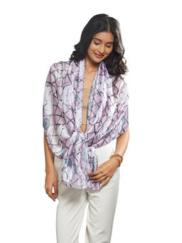 CrossKulture - Women Purple Printed Satin Scarf