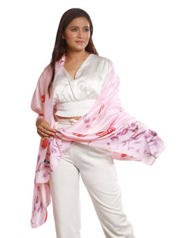 CrossKulture - Women Pink Printed Satin Scarf