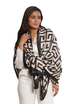 CrossKulture - Women Black Printed Satin Scarf