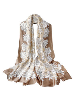 CrossKulture - Women Beige Printed Satin Scarf