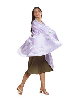 CrossKulture - Women Lavender Printed Satin Scarf