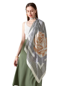 CrossKulture - Women Black Printed Satin Scarf