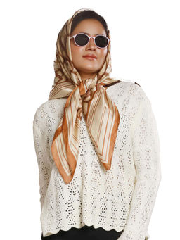 CrossKulture - Women Beige Printed Satin Scarf