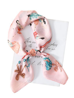 CrossKulture - Women Peach Printed Satin Scarf