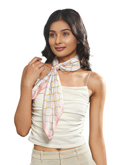 CrossKulture - Women White Printed Satin Scarf