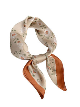 CrossKulture - Women Beige Printed Satin Scarf