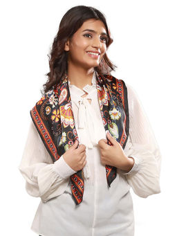 CrossKulture - Women Multi-Color Printed Satin Scarf