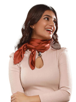 CrossKulture - Women Rust Solid Satin Scarf