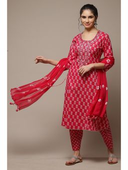 Biba - Pink Cotton Unstitched Suit (Set of 3)