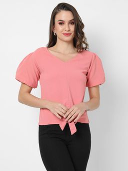 PINACOLADA - Women Pink Solid Crepe Regular Top