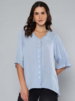 Scoup - Pintuck Details Sky Blue Shirt