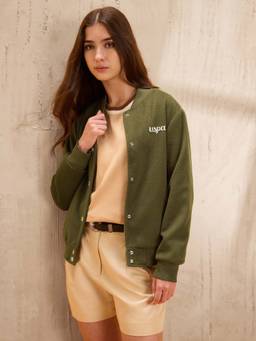 U.S. POLO ASSN. - Relaxed Fit Solid Green Bomber Jacket