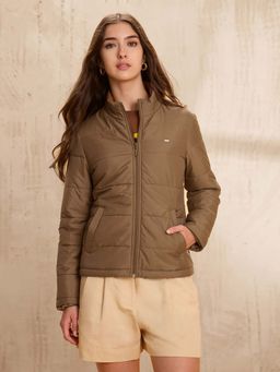 U.S. POLO ASSN. - Skinny Fit Solid Padded Brown Puffer Jacket