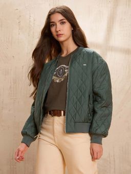 U.S. POLO ASSN. - Relaxed Fit Solid Green Puffer Jacket