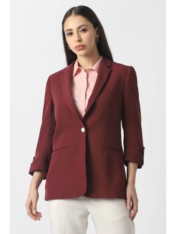 Van Heusen - Women Maroon Solid Blazer