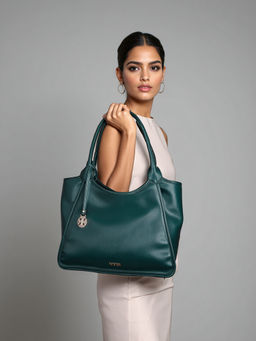 Toteteca - Teal Solid Pu Shoulder Bag