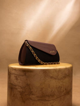 Zouk - Black Printed Jute Handheld Bag