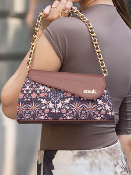 Zouk - Multi-Color Printed Jute Handheld Bag