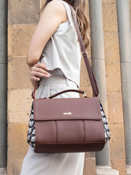 Zouk - Tan Printed Jute Slingbag with Detachable Strap