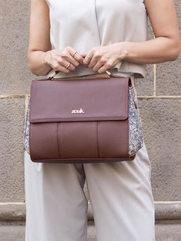 Zouk - Tan Printed Jute Slingbag with Detachable Strap