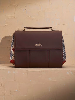 Zouk - Red Printed Jute Slingbag with Detachable Strap