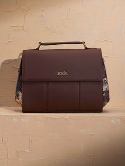 Zouk - Brown Printed Jute Slingbag with Detachable Strap