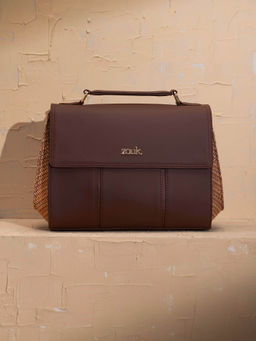 Zouk - Brown Solid Jute Slingbag with Detachable Strap