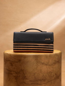 Zouk - Multi-Color Stripes Jute Clutch and Detachable Strap