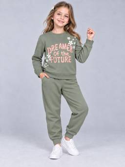 PLUM TREE - Girls Premium Soft Cotton Full sleeve T-shirt and jogger pant clothing set