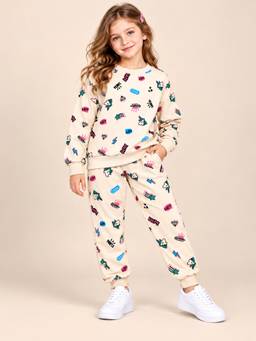 PLUM TREE - Girls Premium Soft Cotton Full sleeve T-shirt and jogger pant clothing set