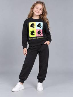 PLUM TREE - Girls Premium Soft Cotton Full sleeve T-shirt and jogger pant clothing set