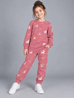 PLUM TREE - Girls Premium Soft Cotton Full sleeve T-shirt and jogger pant clothing set
