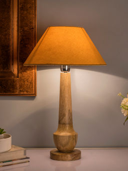 Homesake - Cubist Wooden Table Lamp Golden Shade