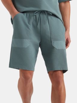 Jockey - Mz09 Men Super Combed Cotton Textured Knit Shorts with Slant Pockets-Blue