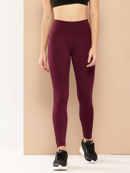 Alcis - Women Maroon Solid Ankle Length Tights