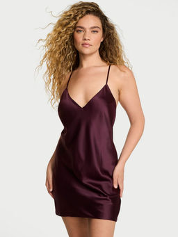 Victoria's Secret - Purple Satin Open-Back Slip Dress