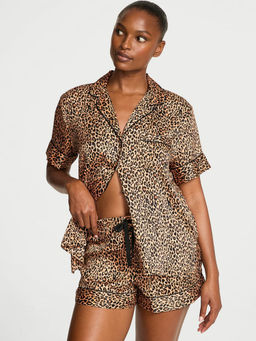 Victoria's Secret - Glazed Satin Brown Shirt & Shorts