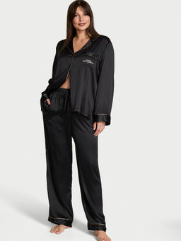Victoria's Secret - Black Glazed Satin Shirt & Pyjama