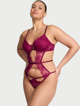 Victoria's Secret - Pink Rose Lace Lightly Lined Strappy Teddy